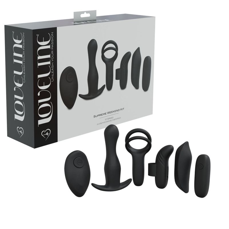 Ensemble Vibrant 4-en-1 - Loveline Kit Supreme de Weekend | Kit Polyvalent à Distance Loveline Sensations plus