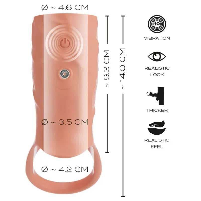 Extension à Pénis Vibrant - RealSleeve Open | Soutient l’Érection & Stimule le Point G Realistixxx Sensations plus