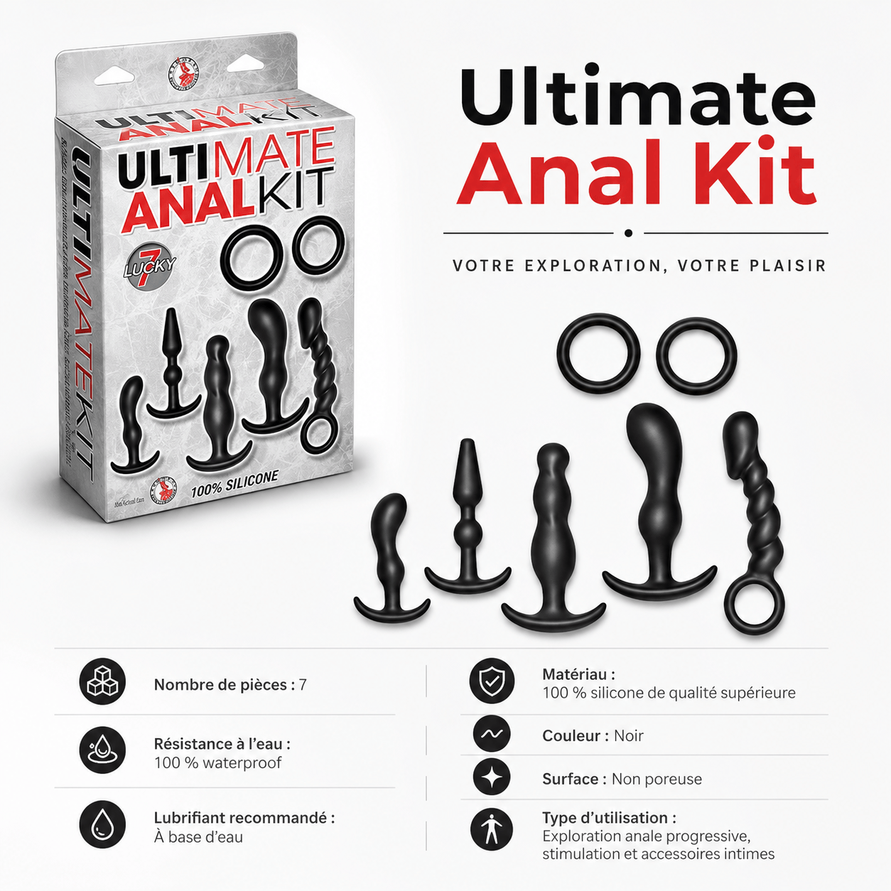 Ensemble de Plugs Anaux - Ultimate Anal Kit | 7 Pièces en Silicone