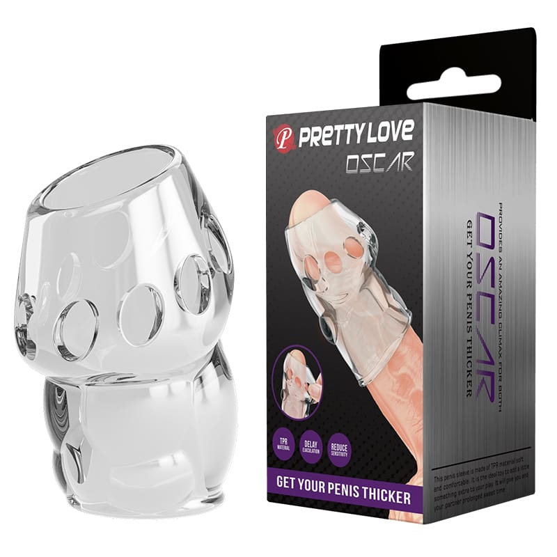 Gaine à Pénis pour Gland - Pretty Love Oscar | Transparente avec Alvéoles Stimulantes Pretty Love Sensations plus