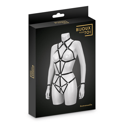 Harnais de Corps Élastique - Bijoux pour Toi Emmanuelle | Body Noir Ajustable & Sexy Bijoux pour toi Sensations plus