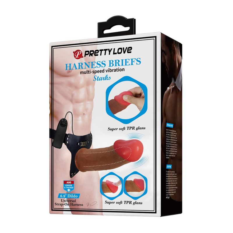 Harnais & Dildo Creux Vibrant - Pretty Love Starks | Dildo Réaliste & Texture Effet Peau Pretty Love Sensations plus