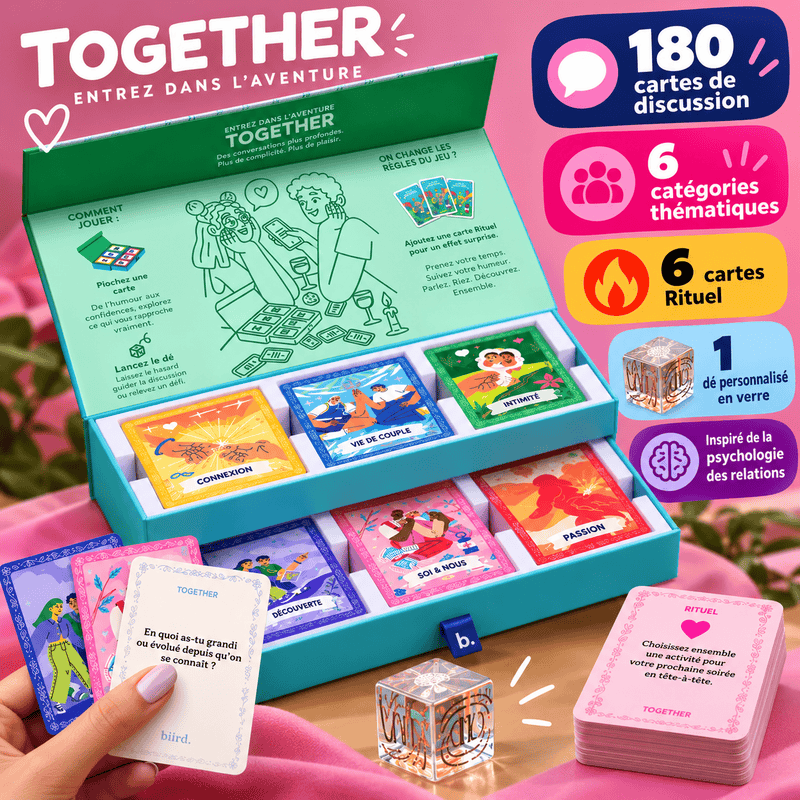Jeu de 180 Cartes pour Couples - Together (français) | Biird Sensations Plus Sensations plus