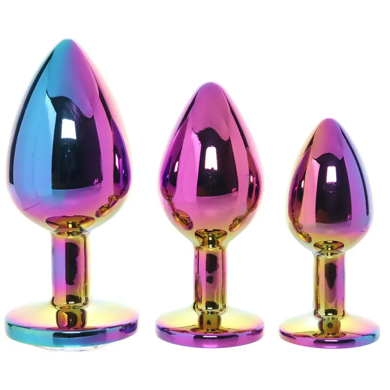 Kit de 3 Plugs Anaux Métal & Reflets Irisés - Ouch! Venice Collection | Luxe, Plaisir & Sécurité Ouch! Sensations plus