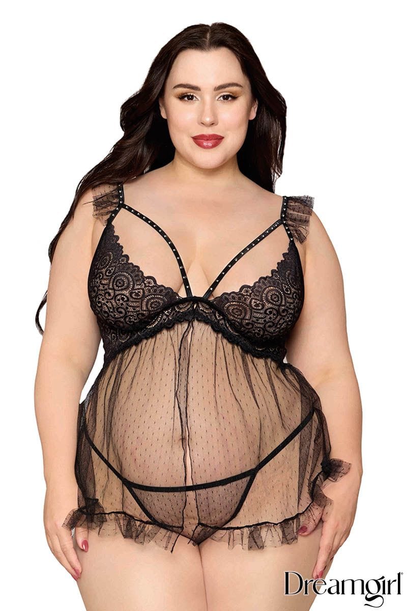 Lingerie Dreamgirl -  Babydoll à pois 13694 Sensations Plus Sensations plus