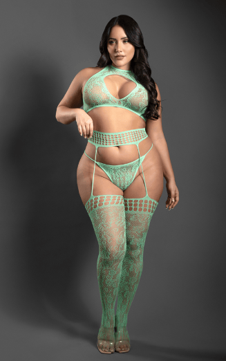 Lingerie Fantasy Sheer | Heart of Glass Bodysuit 3 pièces - SF1006 Fantasy Lingerie Sensations plus