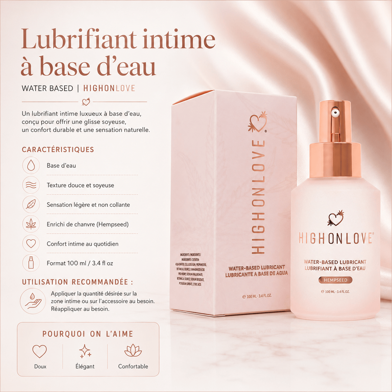 Lubrifiant intime à base d’eau - HighOnLove 100ml | Au Chanvre HighOnLove Sensations plus
