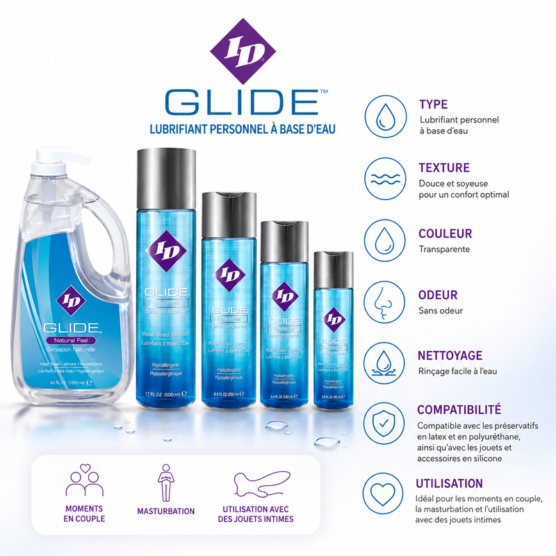Lubrifiant intime à Base D'eau - ID Glide | Sensation Naturelle ID Lubricants Sensations plus