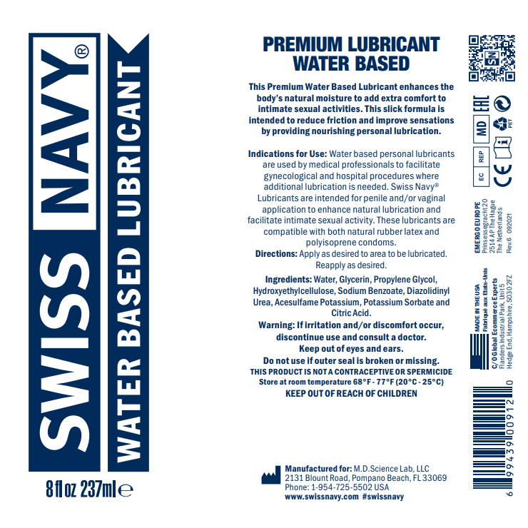 Lubrifiant intime à Base D'eau - Swiss Navy | Glisse Douce & Agréable Swiss Navy Sensations plus