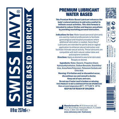 Lubrifiant intime à Base D'eau - Swiss Navy | Glisse Douce & Agréable Swiss Navy Sensations plus