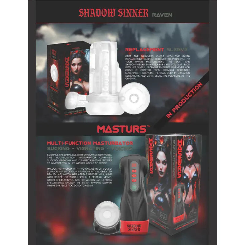 Masturbateur Vibrant à Succion - Raven Shadow Sinne | Réalité Virtuelle & Multi-Fonctions Shots Toys - Masturs Sensations plus