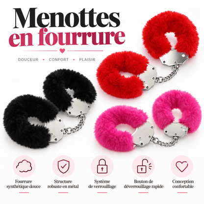 Menottes en Fourrure pour Poignets - Fluffy Handcuffs | Ouch! Ouch! Sensations plus