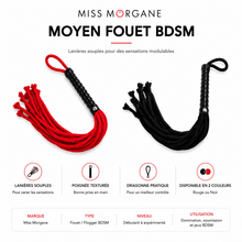 Moyen Fouet BDSM à Lanières - Miss Morgane | Rouge ou Noir Miss Morgane Sensations plus