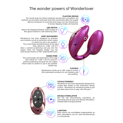 Œuf Vibrant Double Action avec Flapping - Wonderlover | Contrôle Total à Distance Love to Love Sensations plus