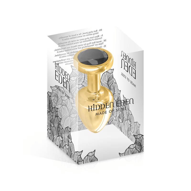 Plug Anal & Bijou 3 Tailles - Hidden Eden Angel Gold Black | Plug anal en Or & Cristal Noir Hidden Eden Sensations plus