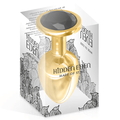 Plug Anal & Bijou 3 Tailles - Hidden Eden Angel Gold Black | Plug anal en Or & Cristal Noir Hidden Eden Sensations plus