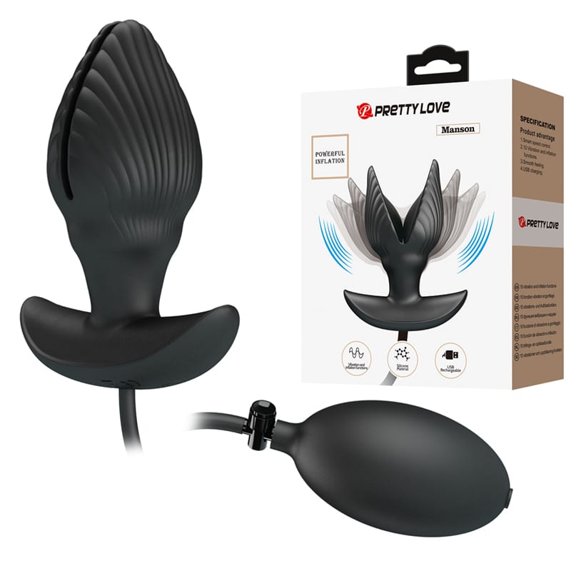 Plug Anal Gonflable Vibrant - Pretty Love Manson | Pompe Intégrée, & Rechargeable USB Pretty Love Sensations plus