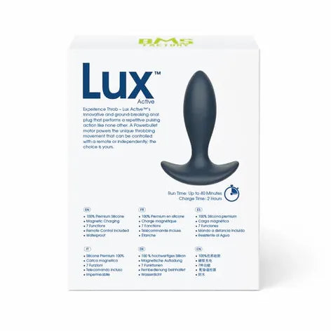 Plug Anal Vibrant - LUX active Throb | Massage Pulsé, 7 Fonctions & Contrôle à Distance LUX active Sensations plus