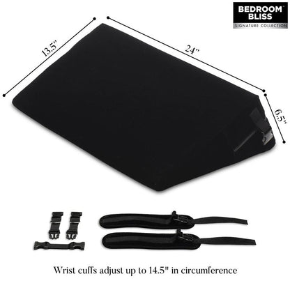 Positionneur Sexuel - Bedroom Bliss | Menottes & Coussins Velours Noir pour Jeux BDSM Bedroom Bliss Sensations plus