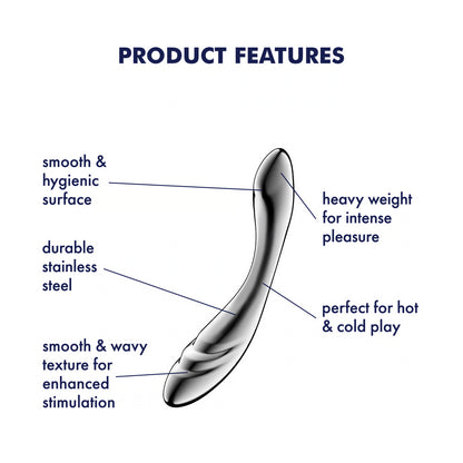 Dildo en Acier Inoxydable - Satisfyer Pure Gravity 3 | Point-G, Double Texture & Massif