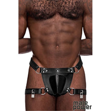 Sous-vêtement pour Homme - Male Power - Scorpio PU Leather Padlock Thong Male Power Sensations plus