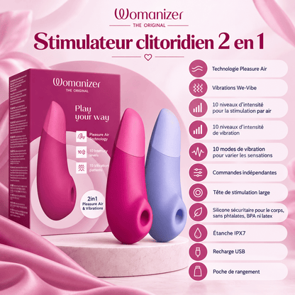Stimulateur Clitoridien 2 en 1 - Womanizer Enhance | Pleasure Air & Vibrations Womanizer Sensations plus