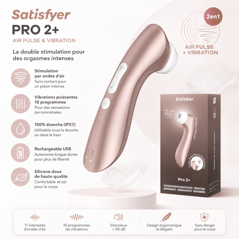 Stimulateur clitoridien - Satisfyer Pro 2+ | Air Pulse & Vibrations Satisfyer Sensations plus