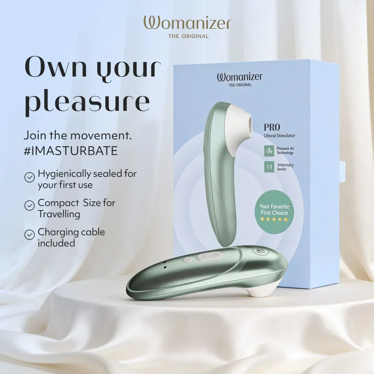 Stimulateur Clitoridien - Womanizer Pro | 11 Niveaux Pleasure Air Womanizer Sensations plus