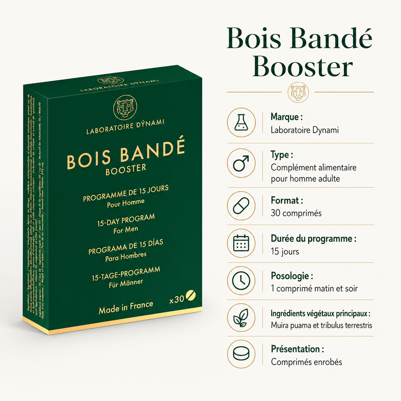Supplément pour Homme - Bois Bandé Booster | 30 Comprimés Laboratoire Dynami Sensations plus