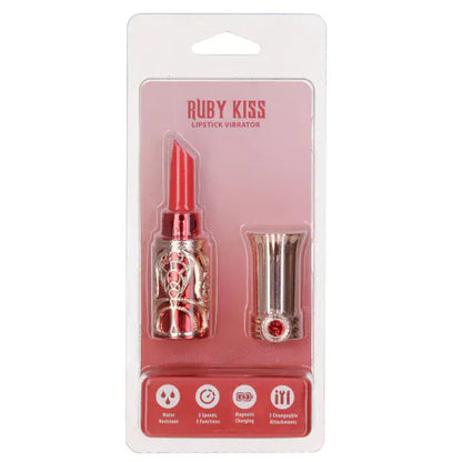 Vibrateur à Clitoris 4 en 1 - Kiss Lipstick | 4 Embouts Stimulants & 10 Modes de Vibration BMS Factory Sensations plus