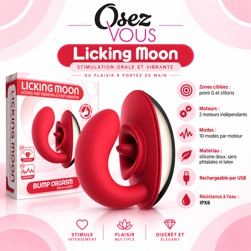 Vibrateur Double Stimulation - Licking Moon | Osez-Vous Osez-Vous Sensations plus