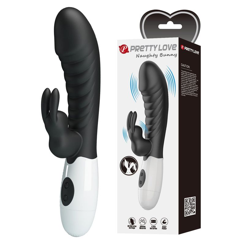 Vibrateur Double Stimulation - Pretty Love Naughty Bunny | 30 Modes, 2 Moteurs Pretty Love Sensations plus
