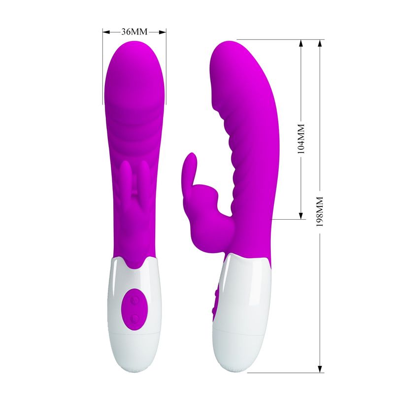 Vibrateur Double Stimulation - Pretty Love Naughty Bunny | 30 Modes, 2 Moteurs Pretty Love Sensations plus