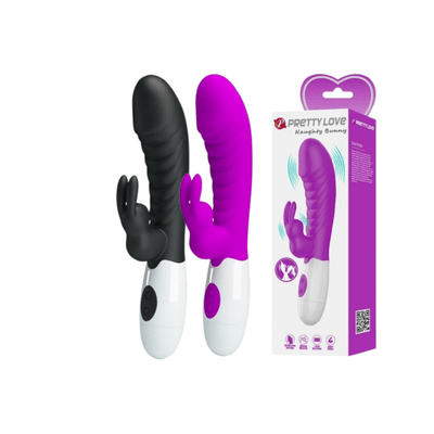 Vibrateur Double Stimulation - Pretty Love Naughty Bunny | 30 Modes, 2 Moteurs Pretty Love Sensations plus