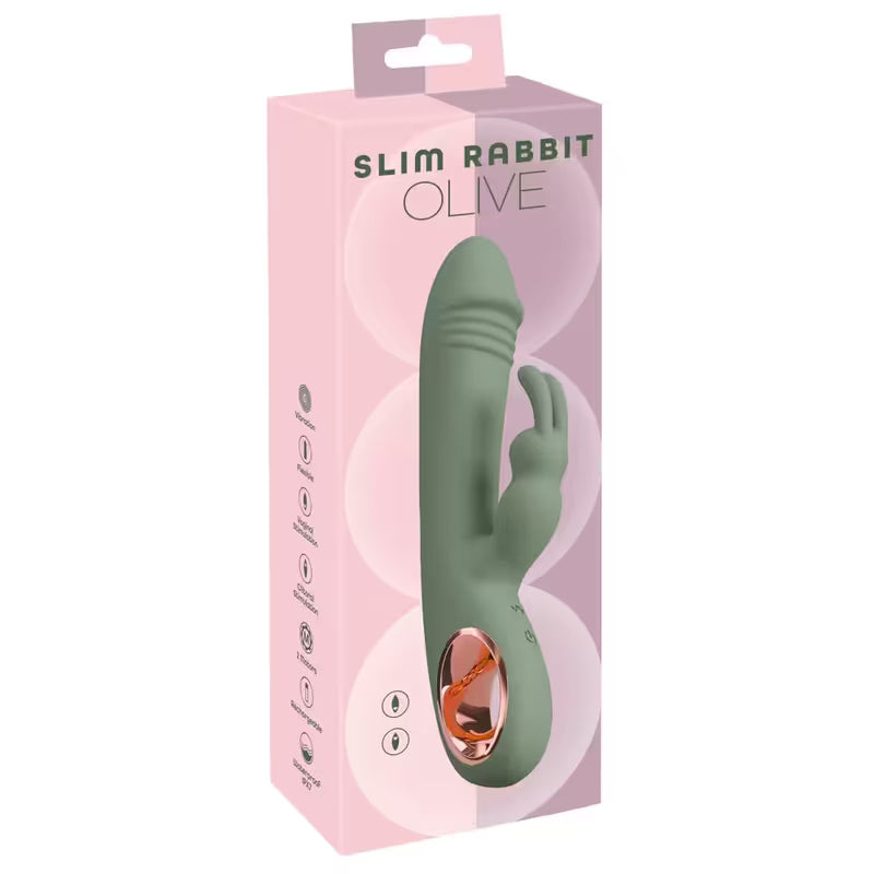 Vibrateur Double Stimulation - Slim Rabbit Olive | Vaginal & Clitoris, 10 modes & Étanche You2Toys Sensations plus