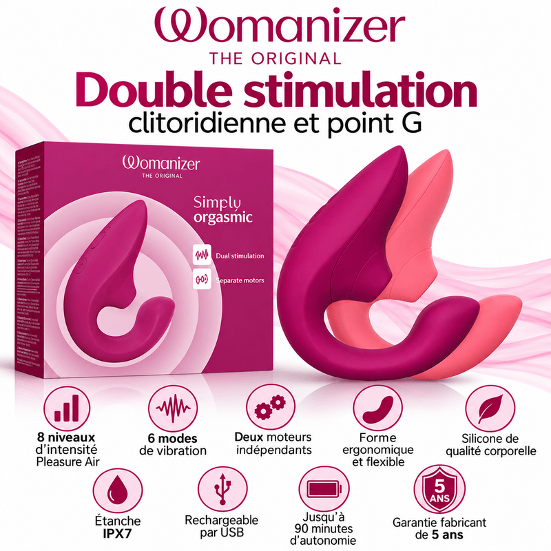 Vibrateur Double Stimulation - Womanizer Blend | Pleasure Air & Point G Womanizer Sensations plus