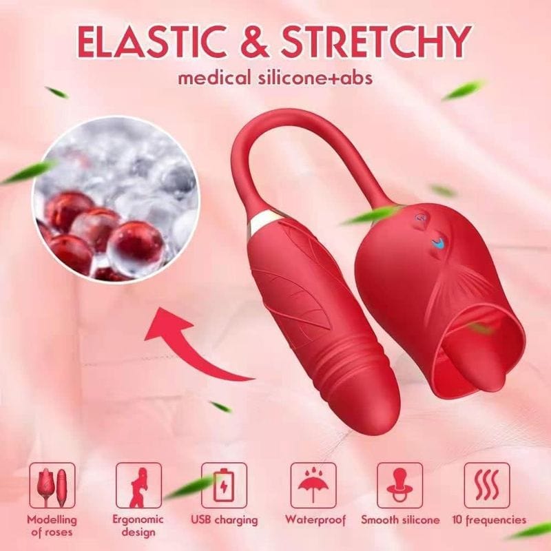 Vibrateur Pour Clitoris - Secwell - Licking Rose With Thrusting Secwell Sensations plus