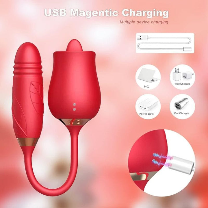 Vibrateur Pour Clitoris - Secwell - Licking Rose With Thrusting Secwell Sensations plus