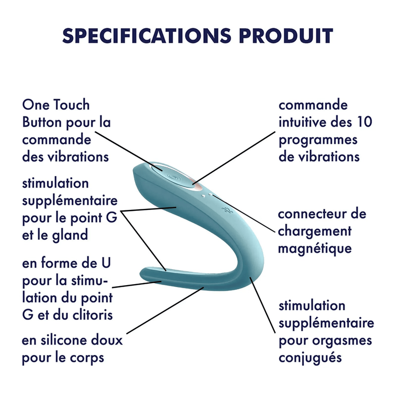 Vibrateur pour Couples - Satisfyer Double Classic | Double Stimulation Clitoris & Point G Satisfyer Sensations plus