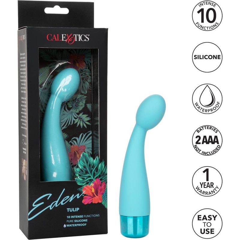 Vibromasseur Point G Eden tulipe en silicone bleu turquoise CalExotics Sensations plus