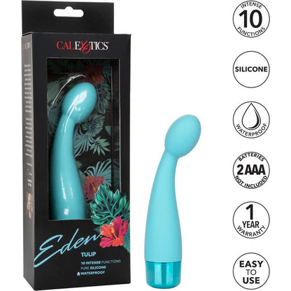 Vibromasseur Point G Eden tulipe en silicone bleu turquoise CalExotics Sensations plus