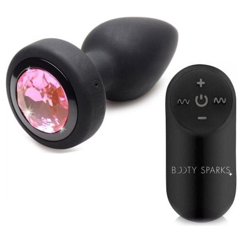 Anal - Booty Sparks - 28X Silicone Vibrating Pink Gem Anal Plug Booty Sparks Sensations plus