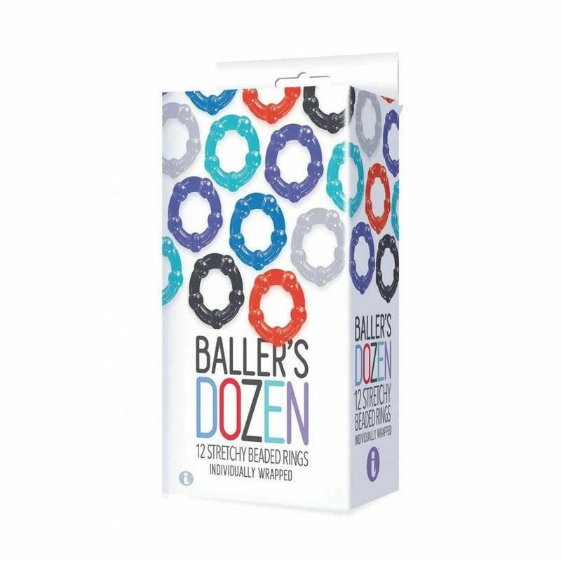 Anneau D'érection - Icon Brands - Baller's Dozen 12 Stretchy Beaded Rings Icon brands Sensations plus