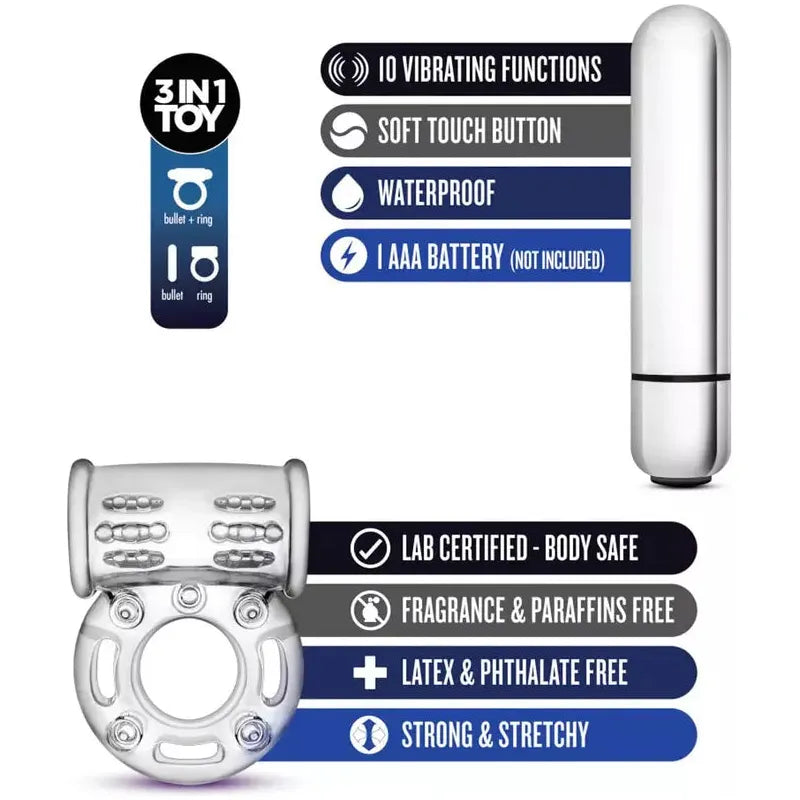 Anneau D'érection Vibrant - Stay Hard - Mega Bull Ring Blush Novelties Sensations plus