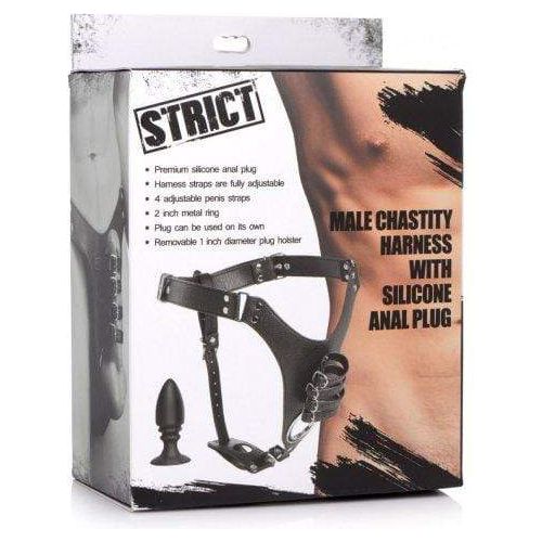 Chastity Cage - Strict - Male Chastity Harness with Anal Plug Sensations Plus Chastity Cage - Strict - Male Chastity Harness with Anal Plug Sensations Plus