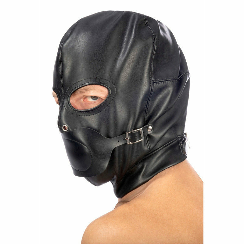 Masque BDSM - FetishTentation - Cagoule BDSM en simili-cuir avec bâillon FetishTentation Sensations plus