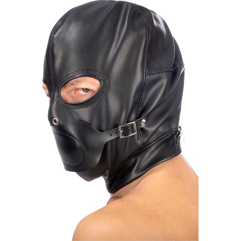 Masque BDSM - FetishTentation - Cagoule BDSM en simili-cuir avec bâillon FetishTentation Sensations plus