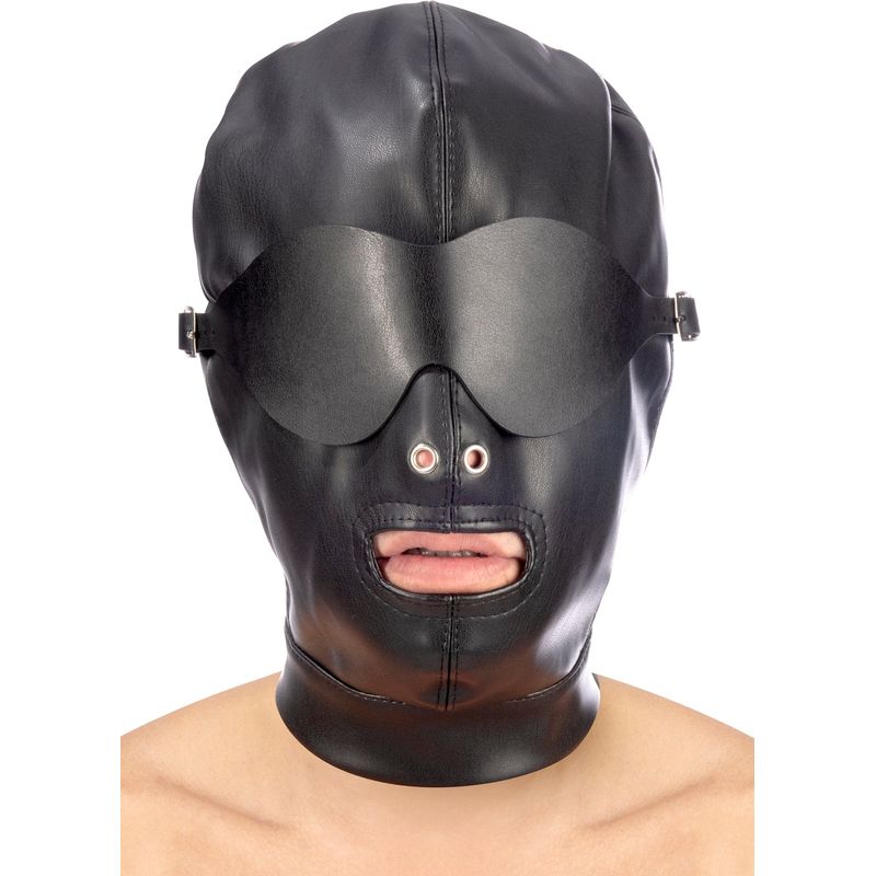 Masque BDSM - FetishTentation - Cagoule BDSM en simili-cuir avec cache yeux FetishTentation Sensations plus