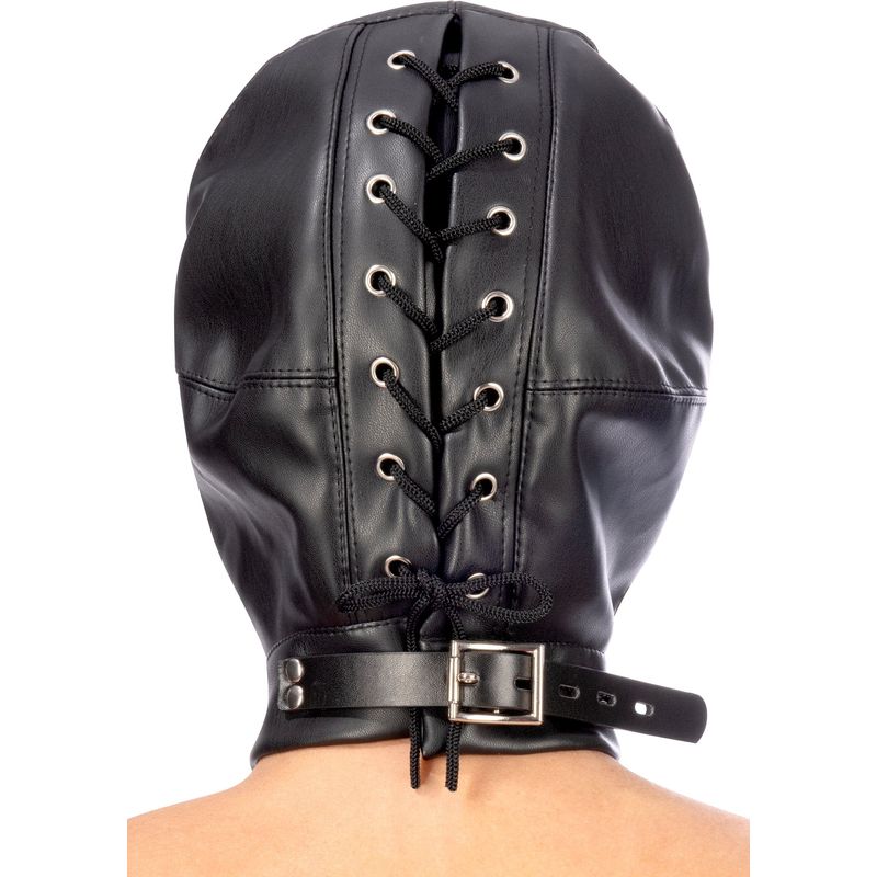 Masque BDSM - FetishTentation - Cagoule BDSM en simili-cuir avec cache yeux FetishTentation Sensations plus