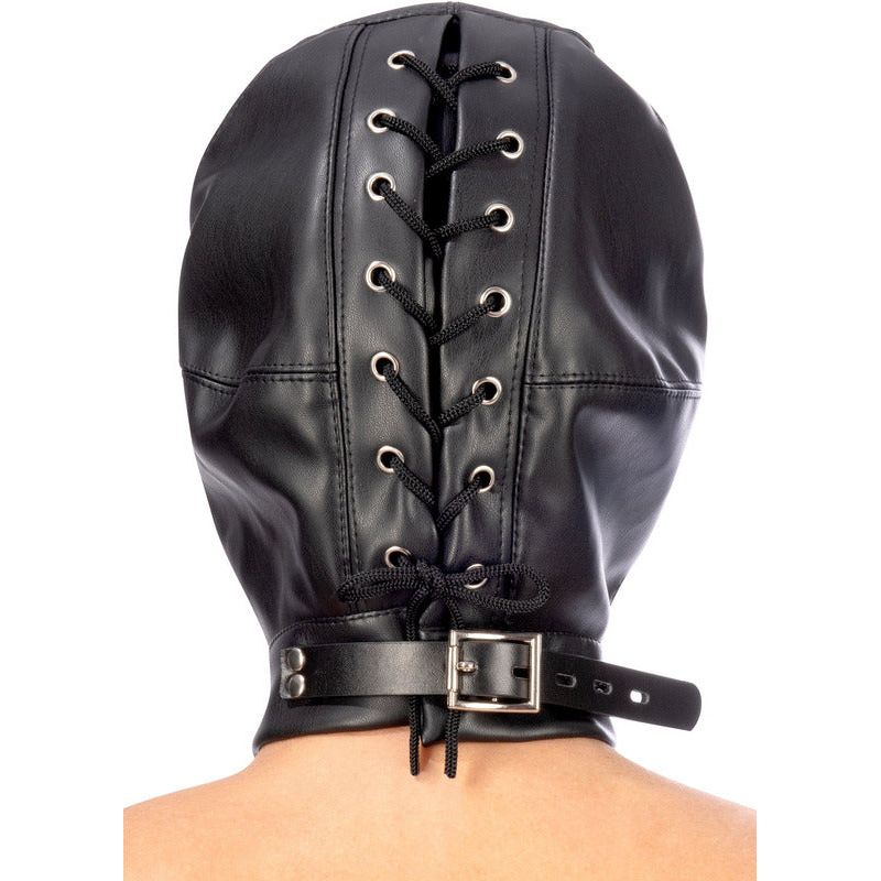 Masque BDSM - FetishTentation - Cagoule BDSM en simili-cuir fermée FetishTentation Sensations plus